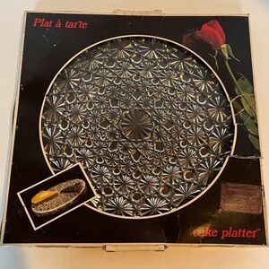 Vintage Pressed Glass Plate MCM 1940s  Made in France